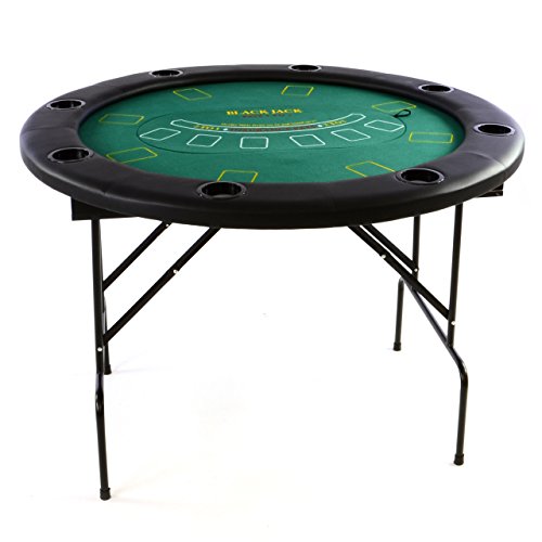 Nexos Profi Casino Pokertisch klappbar Rund Ø 120 cm; 4 in 1 Spiele: Poker, Roulette, Black Jack, Craps inkl. Karten, 100 Chips und Zubehör