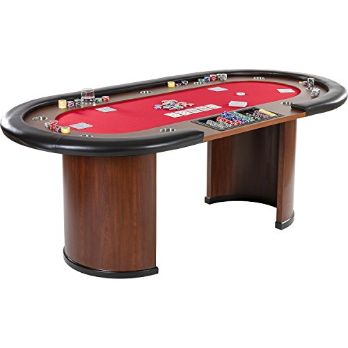 Maxstore Pokertisch „Royal Flush“, 213 x 106 x75 cm, Farbwahl, Gewicht 58kg, 9 Getränkehalter, gepolsterte Armauflage, rot