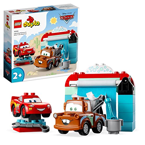 LEGO DUPLO Disney and Pixar's Cars Lightning McQueen & Mater in der Waschanlage Spielzeugautos, Motorikspielzeug für Jungen und Mädchen ab 2 Jahren 10996