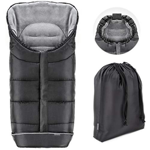 Zamboo Winter-Fußsack für Kinderwagen, Sportwagen & Buggy mit Anti-Rutschschutz, weicher Deluxe-Thermo-Fleece, Mumien-Kapuze, Reflektorstreifen & Tasche - Schwarz Grau Zamboo Winter-Fußsack für Kinderwagen, Sportwagen & Buggy mit Anti-Rutschschutz, weicher Deluxe-Thermo-Fleece, Mumien-Kapuze, Reflektorstreifen & Tasche - Schwarz Grau