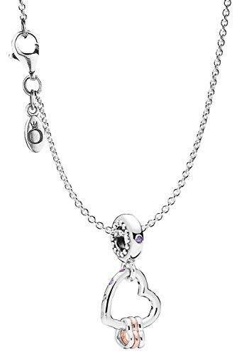 Pandora Halskette mit Charm Herzen Highlights 925 Silber eleganter Halsschmuck, wunderschönes Geschenk-Set für modische Frauen, 75252