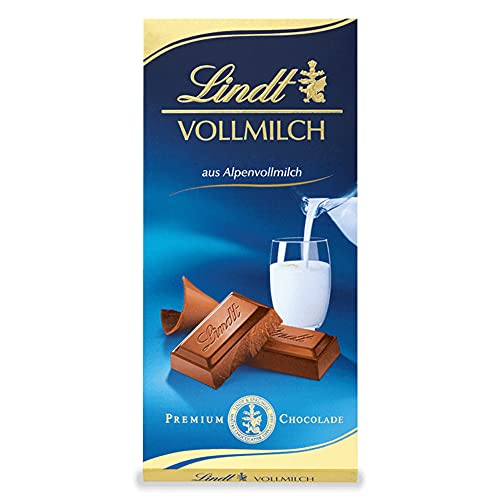Lindt Vollmilch Schokolade | 100g Schokoladen-Tafel | zartschmelzende Alpenvollmilch-Schokolade | glutenfrei