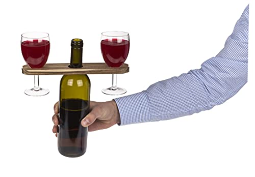 Bada Bing 2in1 Weinbutler Weinglashalter und Weinhalter aus geöltem Akazien Holz die Geschenkidee für Wein Liebhaber