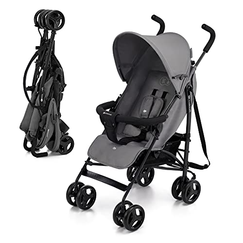 Kinderkraft TIK Kinderwagen, Liegebuggy, Sportwagen, Leicht - 6,5kg, Drehbare Vorderräder, Verstellbarer Griff, Stufenlose Einstellung der Rückenlehne, Schnelles Zusammenklappen, bis zu 17kg, Grau