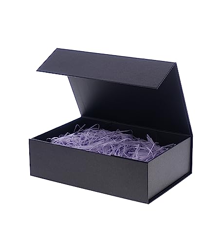 Geschenkbox mit Deckel Schwarze 28x20x9cm Faltbare Brautjungfer Trauzeugen Vorschlagsbox mit magnetischen Geschenkboxen für Geschenke Hochzeit Weihnachten Geburtstage Geschenkverpackung