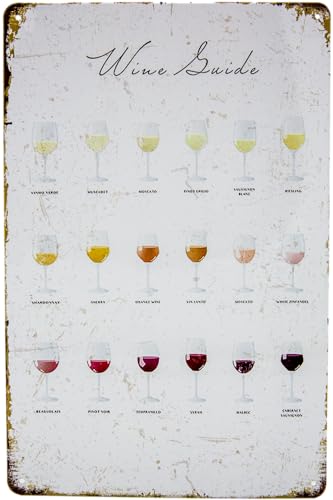 30 x 20 cm Blechschild passend für Wein Liebhaber - Wine Guide - Wein Übersicht Vinotek Deko Schild
