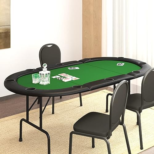 TANZEM Pokertisch Klappbar 10 Spieler Grün 206x106x75 cm, Poker Table, Spieltisch, Blackjack, Poker Tisch, Roulette Tisch, Deko Casino Poker